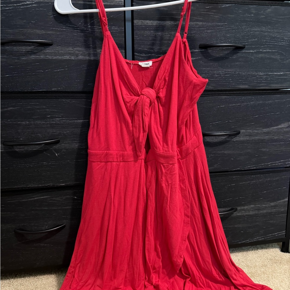 Red Maxi romper with Knot Detail